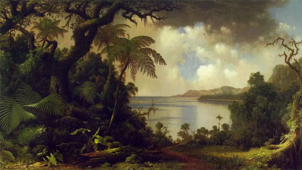 Vue depuis Fern Tree Walk, Jamaïque - Martin Johnson Heade image 1 copie peinte à la main à l’huile