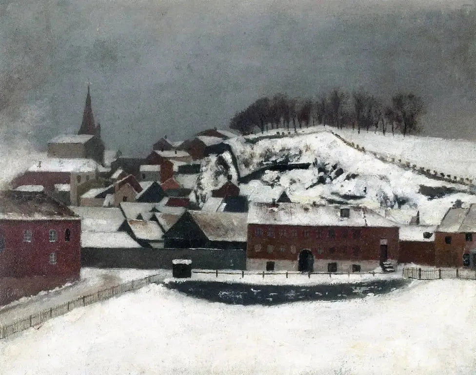 Vue depuis Fossveien 7 en direction de Bergfjerdingen - Edvard Munch image 1 copie peinte à la main à l’huile