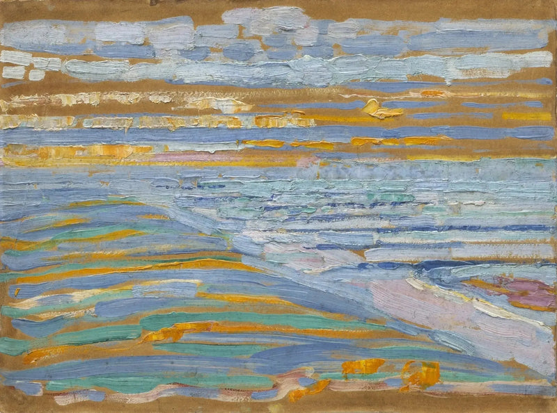 Vue depuis les dunes avec plage et jetées, Domburg - Piet Mondrian