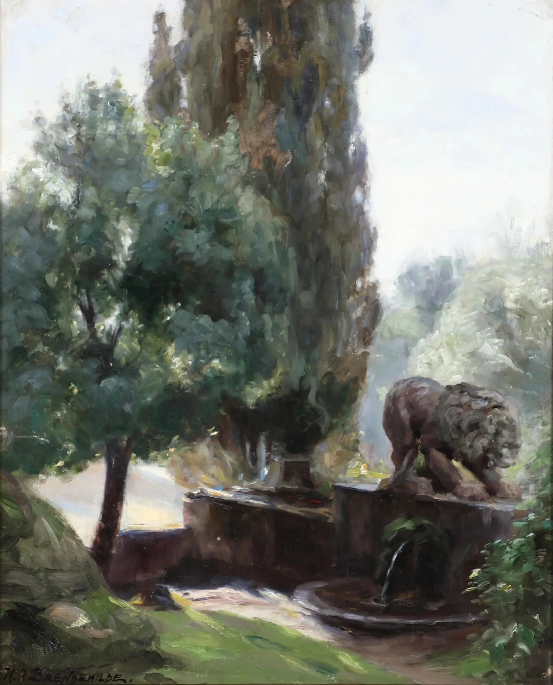 Vue depuis les jardins de la Villa Borghese. - H. A. Brendekilde image 1 reproduction artisanale de tableau