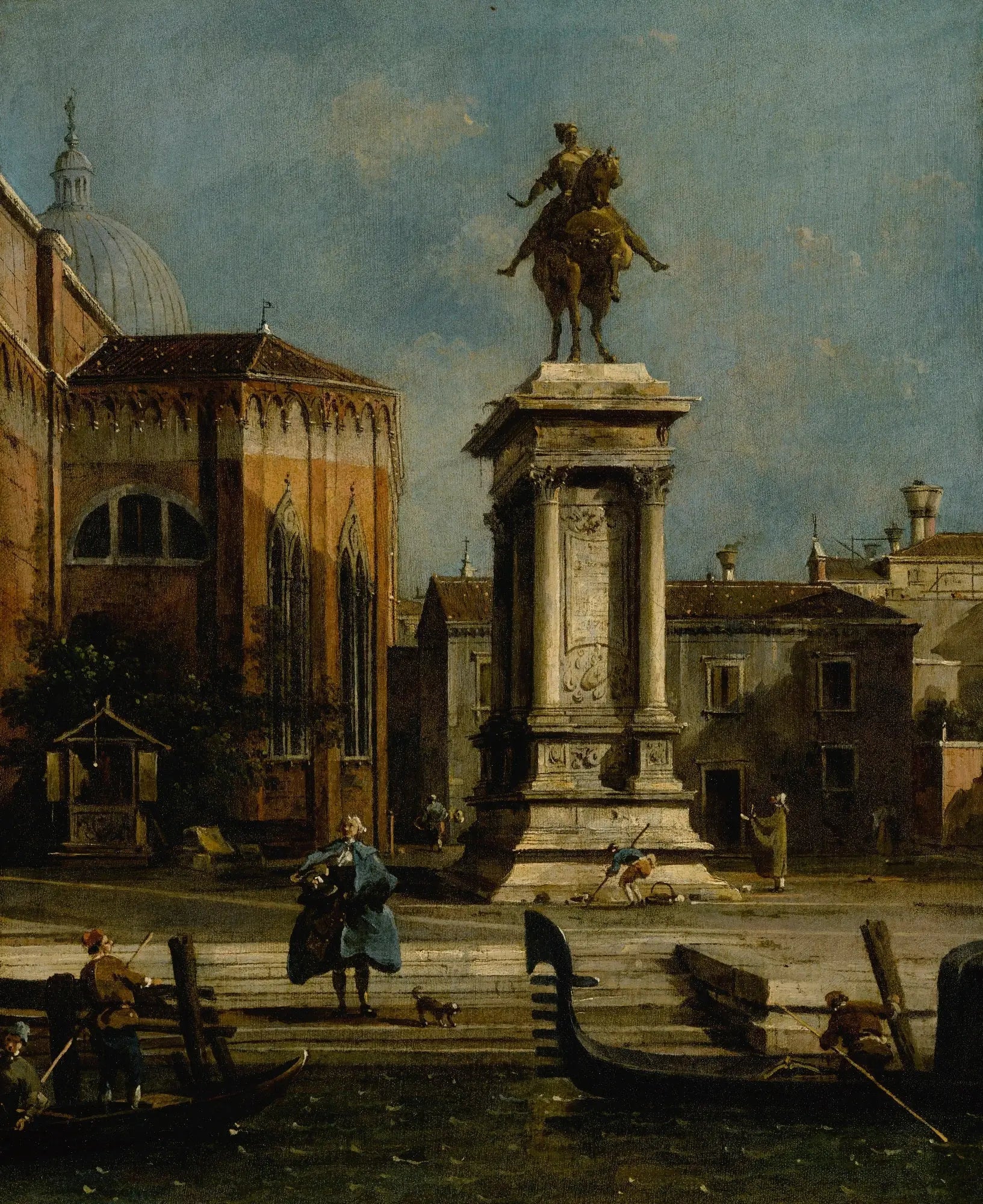 Vue des Santi Giovanni e Paolo et de la statue équestre de Bartolomeo Colleoni - Canaletto image 1 copie de tableau peinte à la main