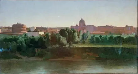 Vue du château Saint-Ange - Jean-Baptiste Camille Corot image 1 copie de tableau peinte à la main