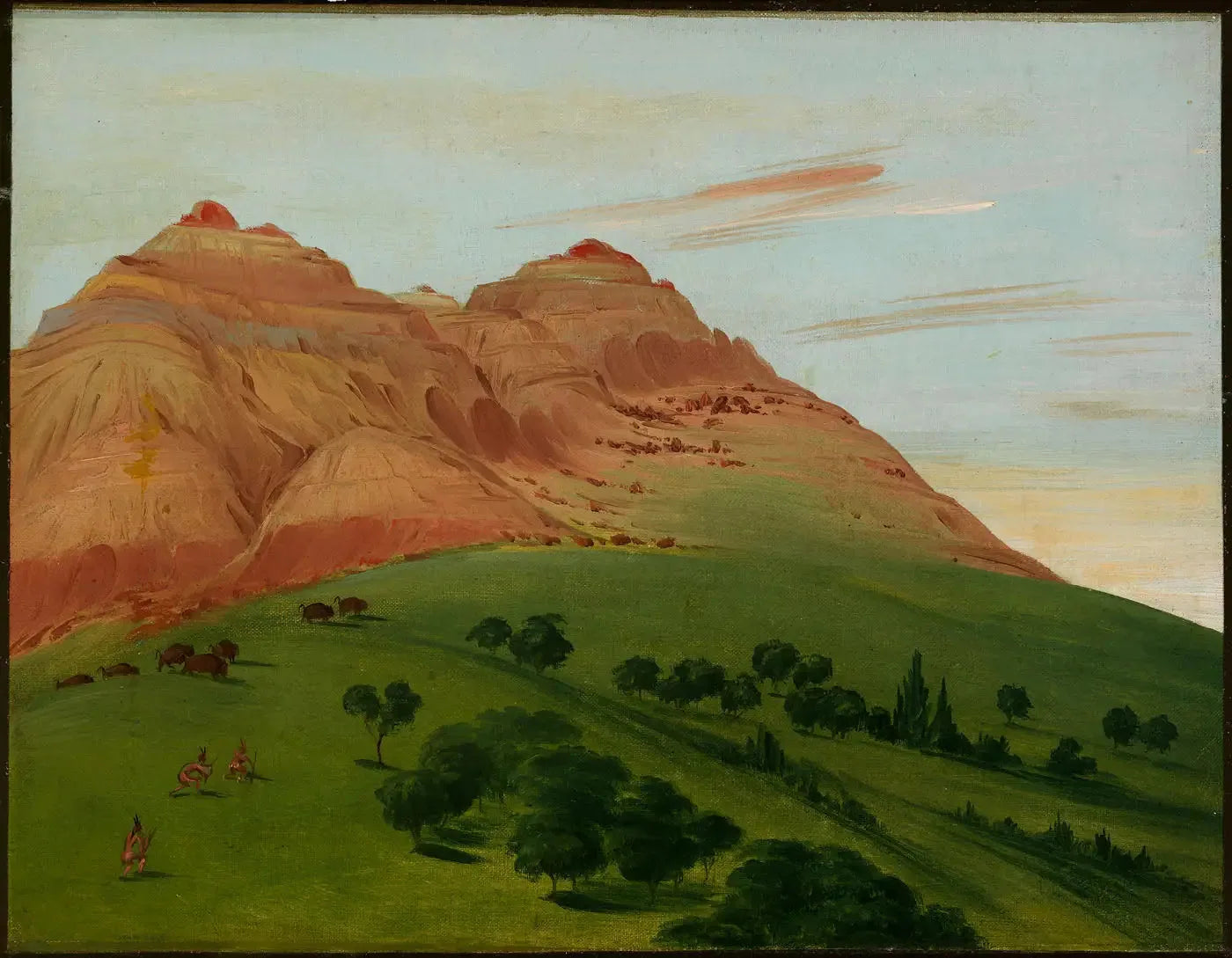 Vue du Grand Détour, à 1900 milles au-dessus de Saint-Louis - George Catlin image 1 reproduction artisanale de tableau