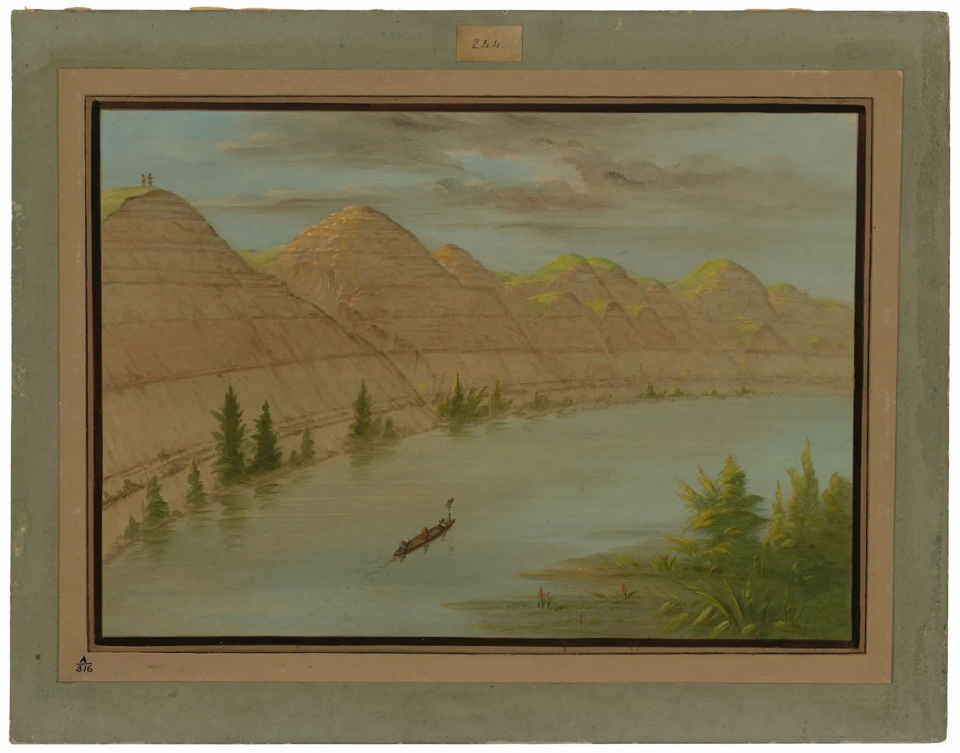 Vue du « Grand Détour », Haut-Missouri - George Catlin image 1 copie de tableau peinte à la main