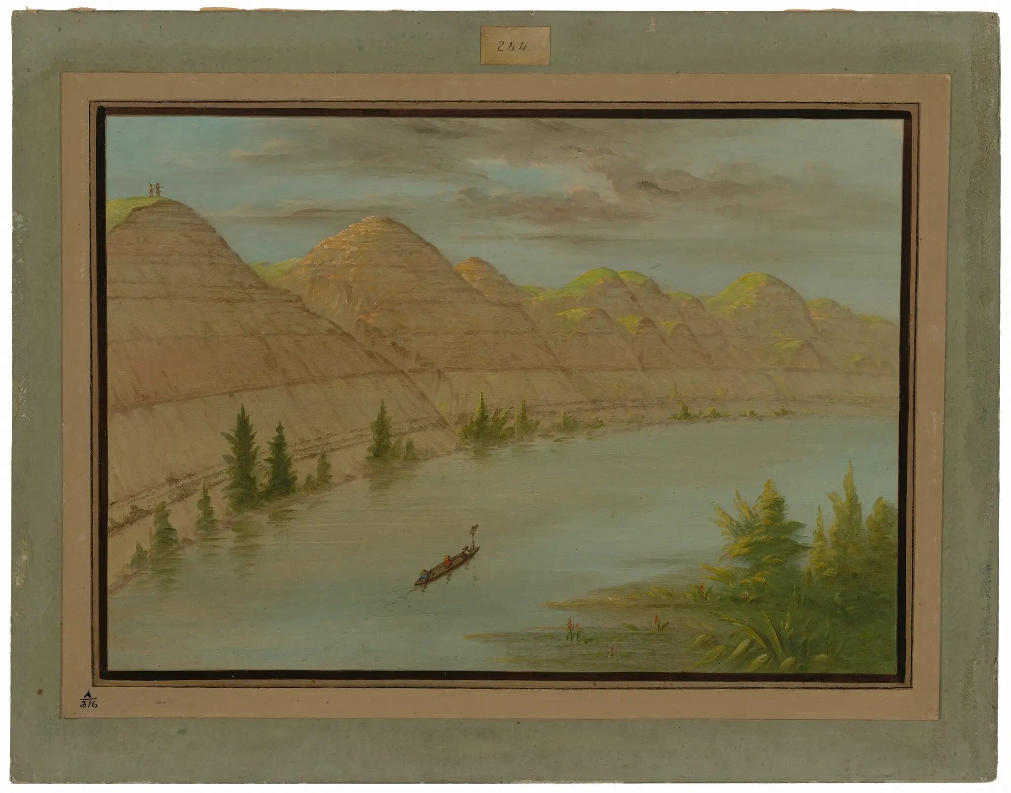 Vue du « Grand Détour », Haut-Missouri - George Catlin image 1 copie de tableau peinte à la main