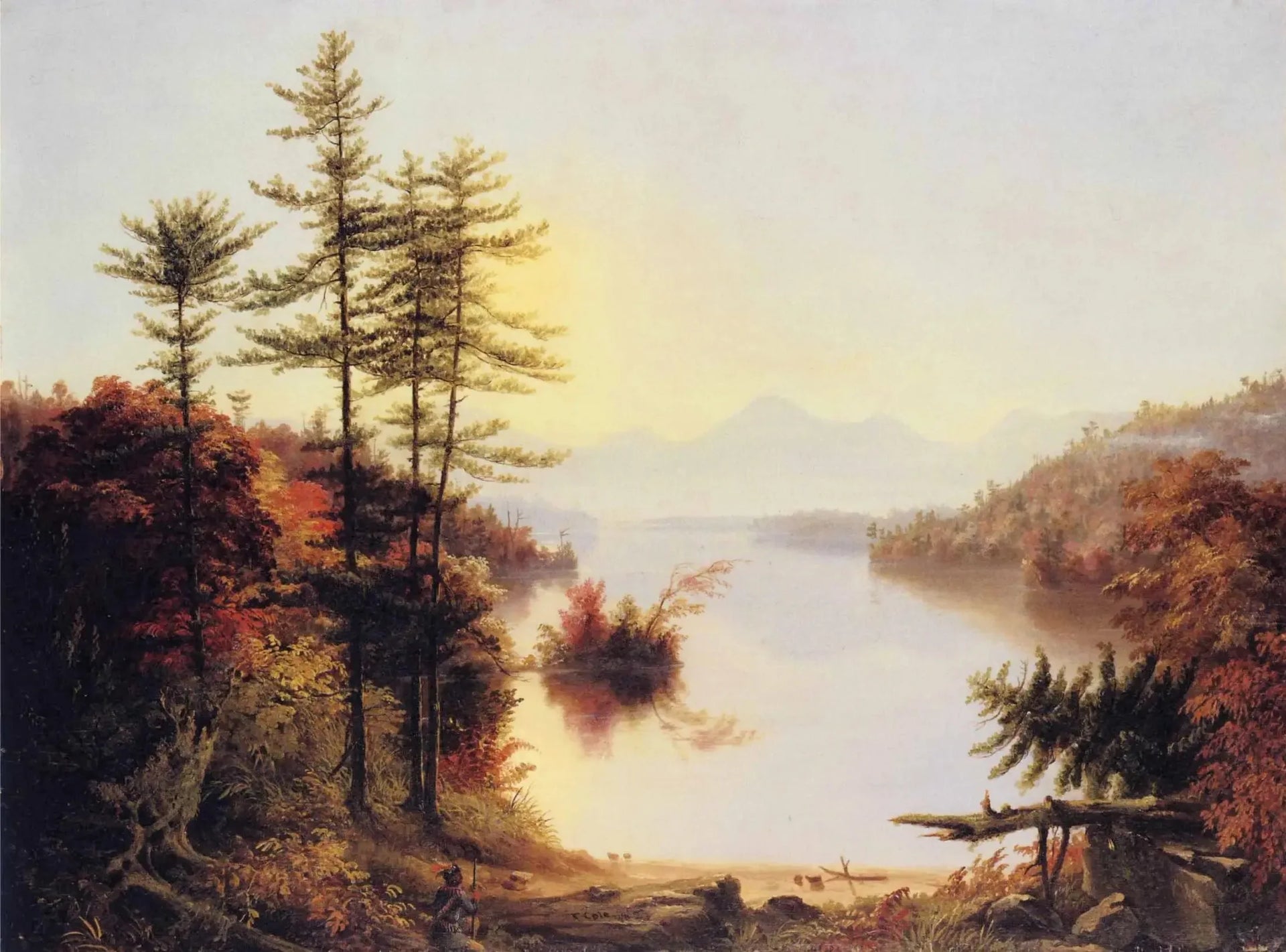 Vue du lac Winnipiseogee - Thomas Cole image 1 copie de tableau peinte à la main