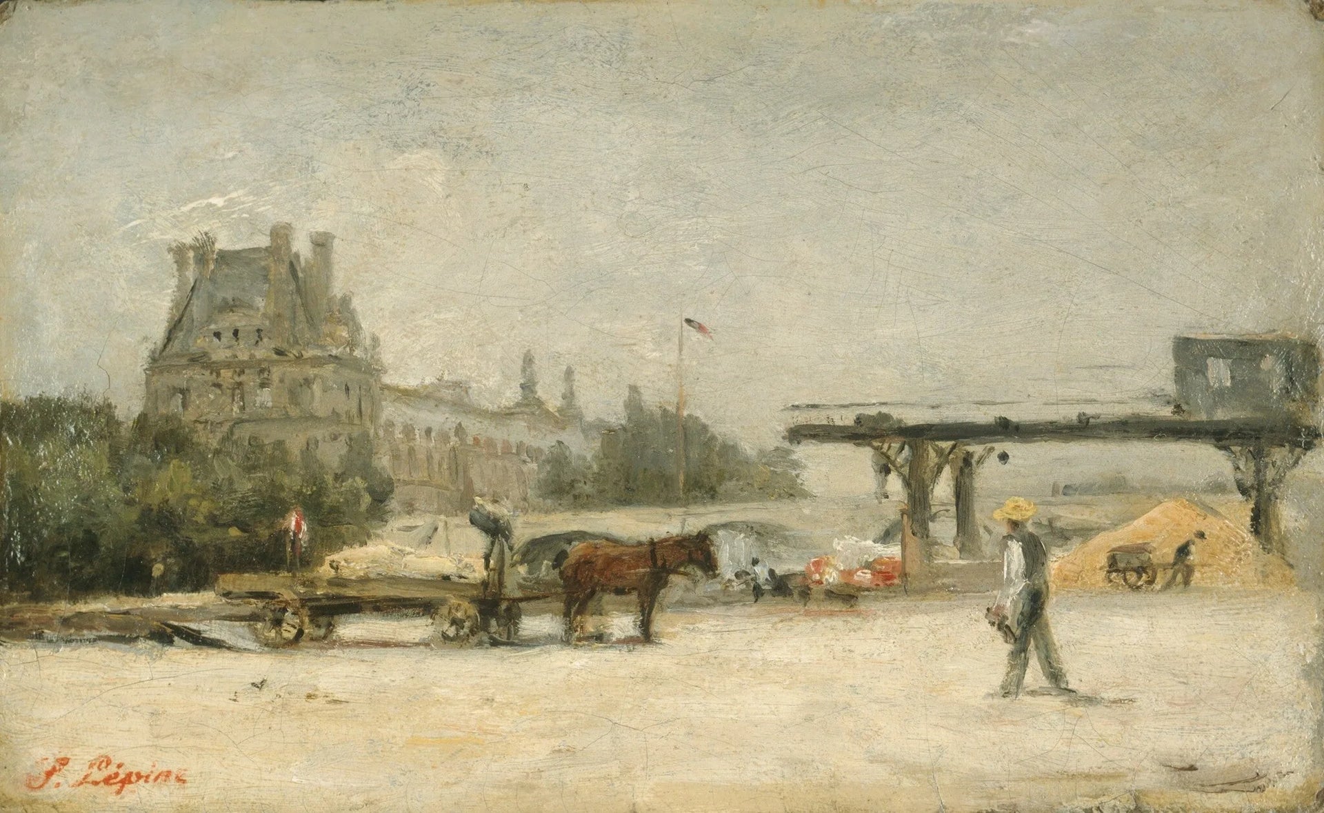 Vue du Louvre - Stanislas Lépine image 1 reproduction d’œuvre d’art à l’huile