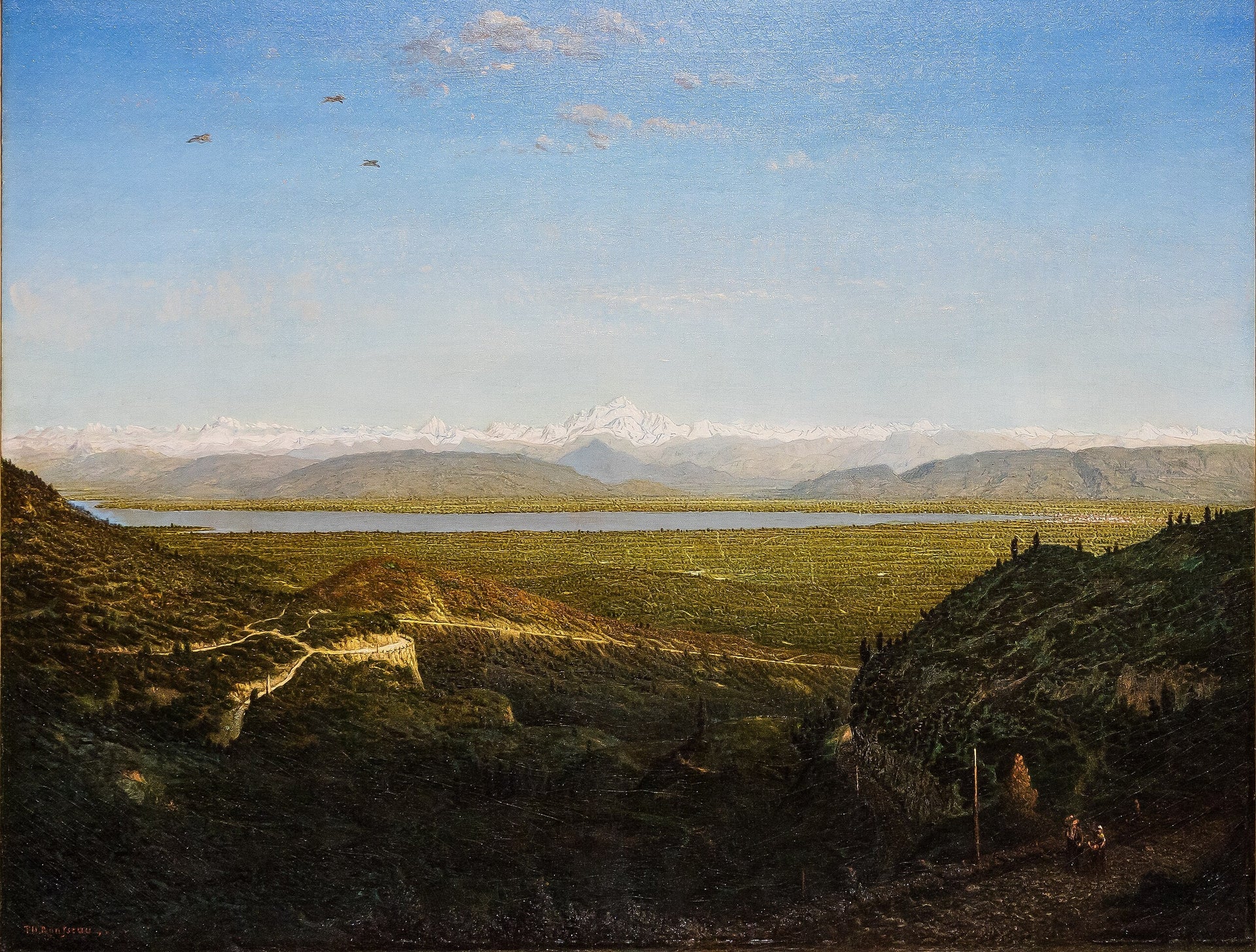 Vue du Mont Blanc, vue depuis La Faucille - Théodore Rousseau image 1 copie de tableau peinte à la main