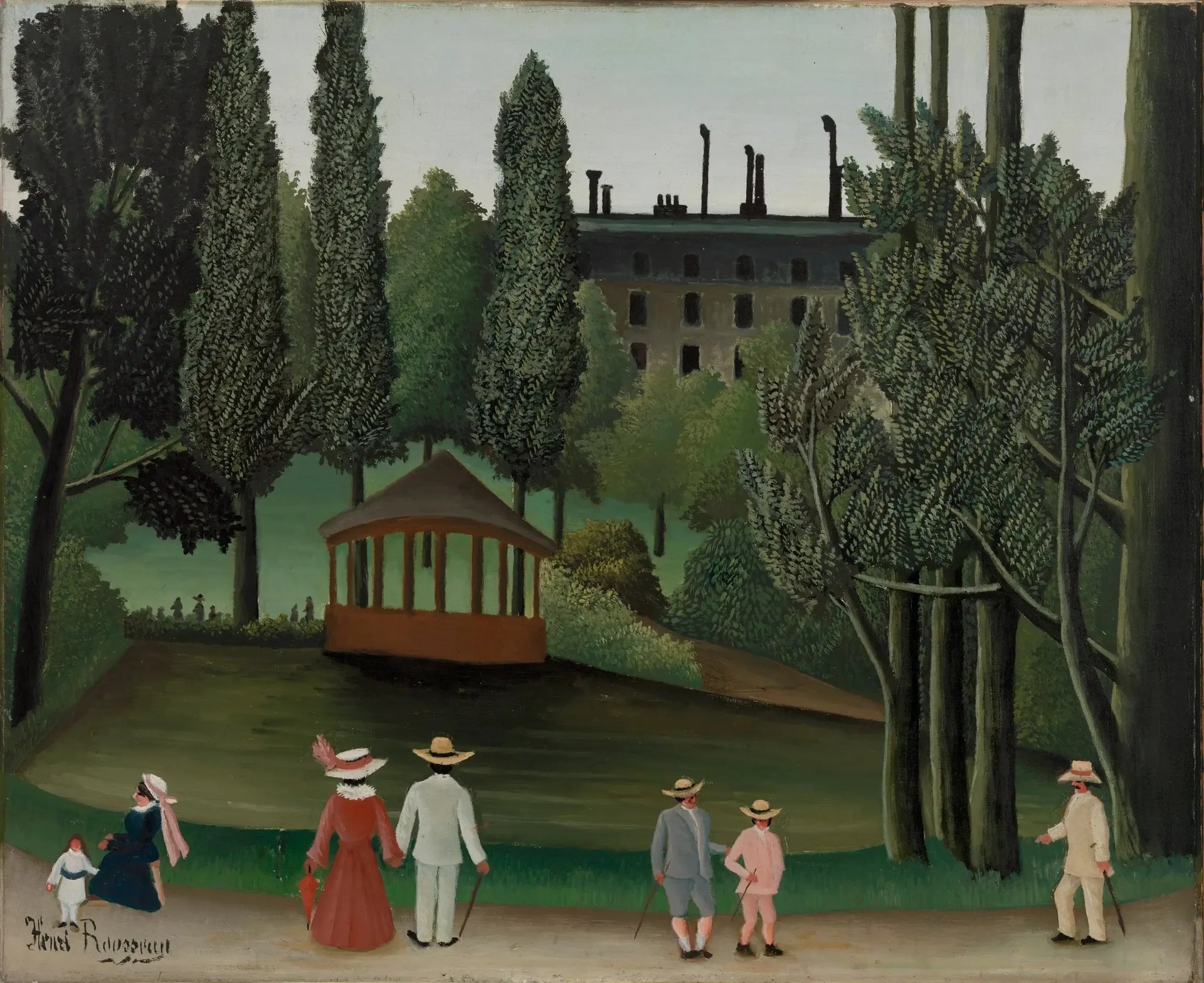 Vue du Parc Montsouris, Le Kiosque - Henri Rousseau image 1 reproduction de peinture à l’huile