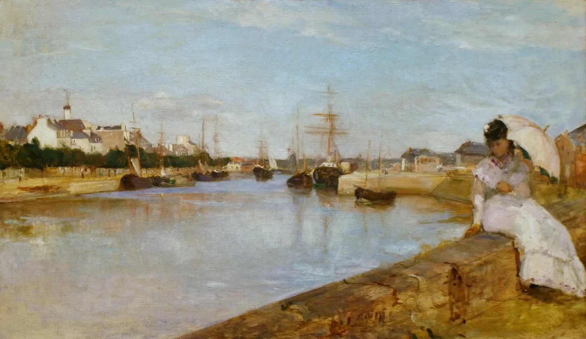 Vue du petit port de Lorient - Berthe Morisot image 1 reproduction de peinture à l’huile
