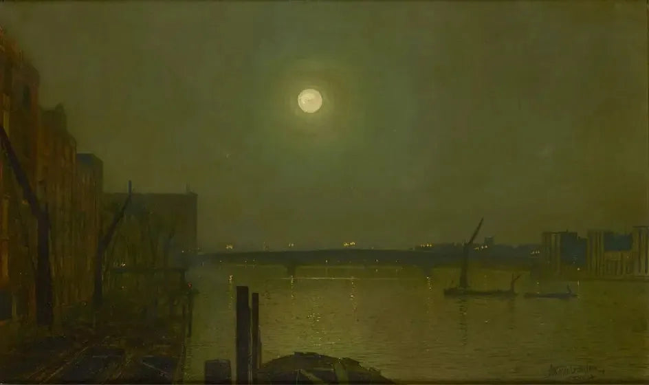Vue du pont de Southwark la nuit - John Atkinson Grimshaw image 1 reproduction d’œuvre d’art à l’huile