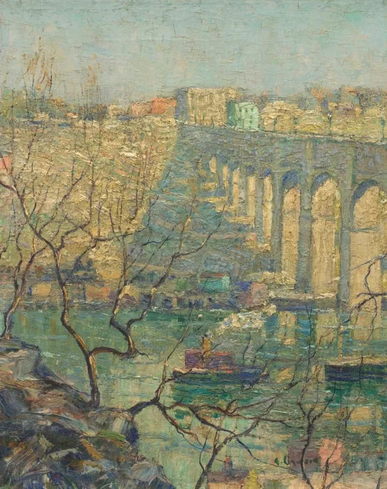 Vue du pont - Ernest Lawson image 1 copie peinte à la main à l’huile