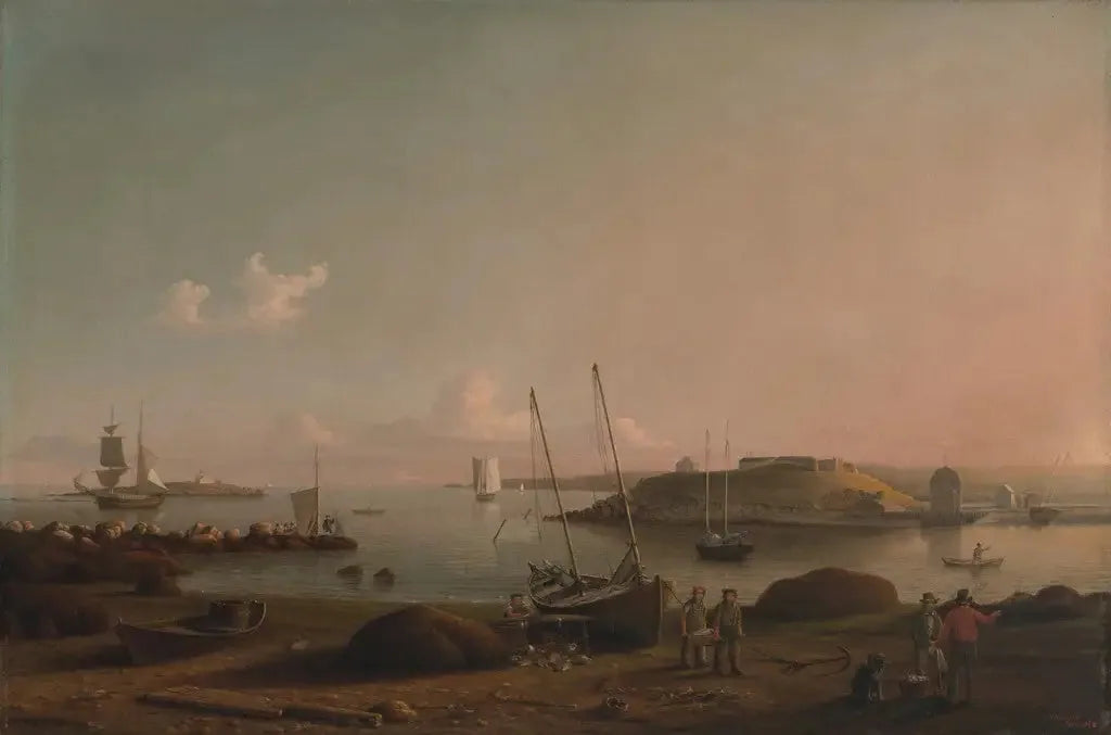 Vue du port de Gloucester - Fitz Henry Lane image 1 copie de tableau peinte à la main