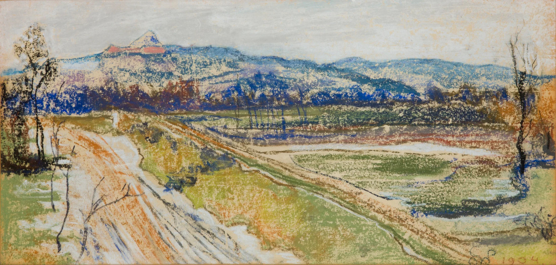 Vue du tumulus de Kościuszko à Cracovie depuis la fenêtre de l'atelier de l'artiste - Stanisław Wyspiański image 1 reproduction d’œuvre d’art à l’huile