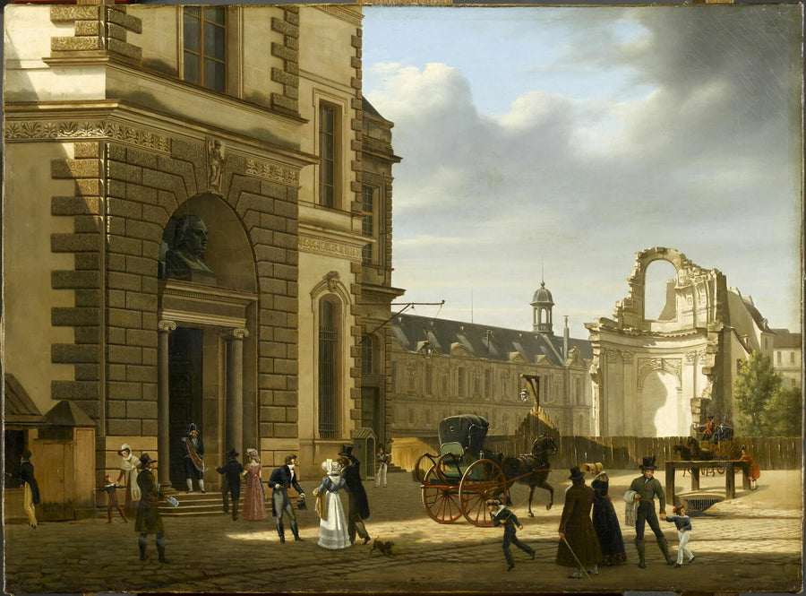 Vue de l'entrée du Musée royal ; au fond, les ruines de l'église Saint-Louis du Louvre - Étienne Bouhot