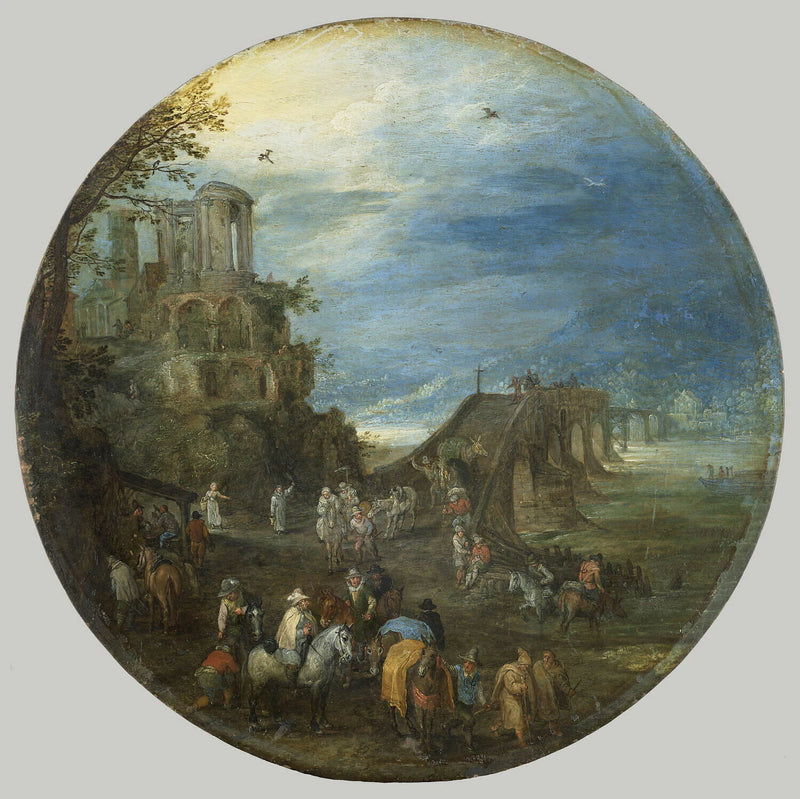 Vue de fantaisie : temple antique et pont - Jan I Brueghel