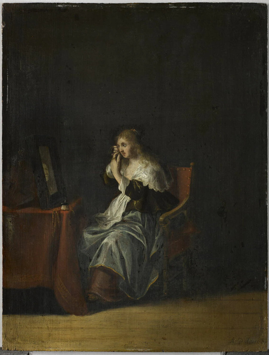 La Vue : femme au miroir - Anthonie Palamedesz.