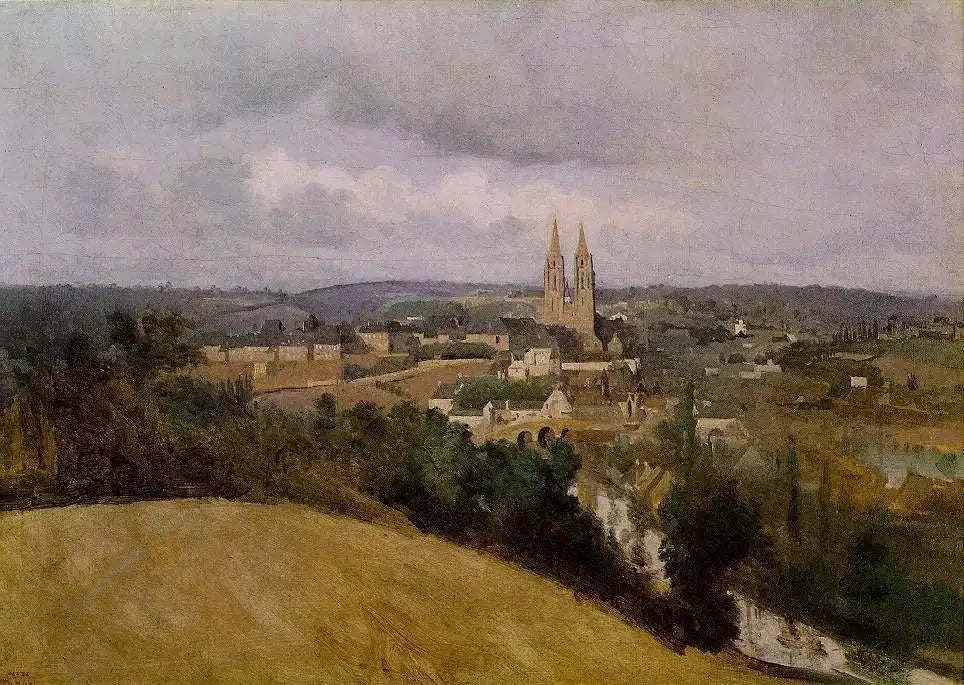 Vue générale de la ville de Saint-Lô - Jean-Baptiste Camille Corot image 1 copie de tableau peinte à la main
