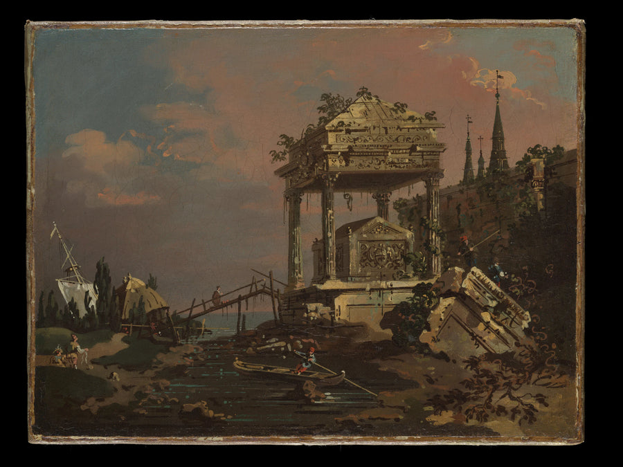 Vue imaginaire avec un tombeau au bord de la lagune - Canaletto (Giovanni Antonio Canal)