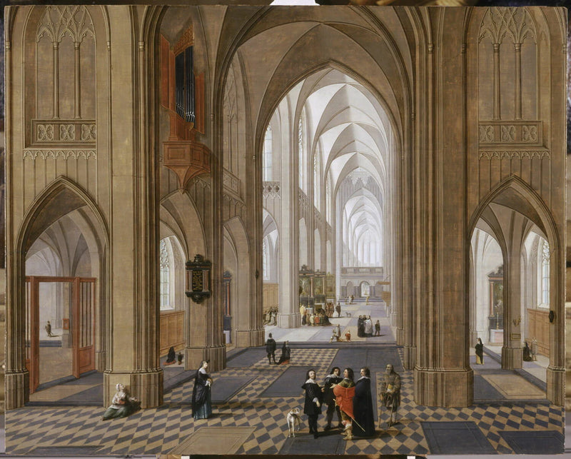Vue intérieure d'église, inspirée par la cathédrale d'Anvers - Pieter I Neefs
