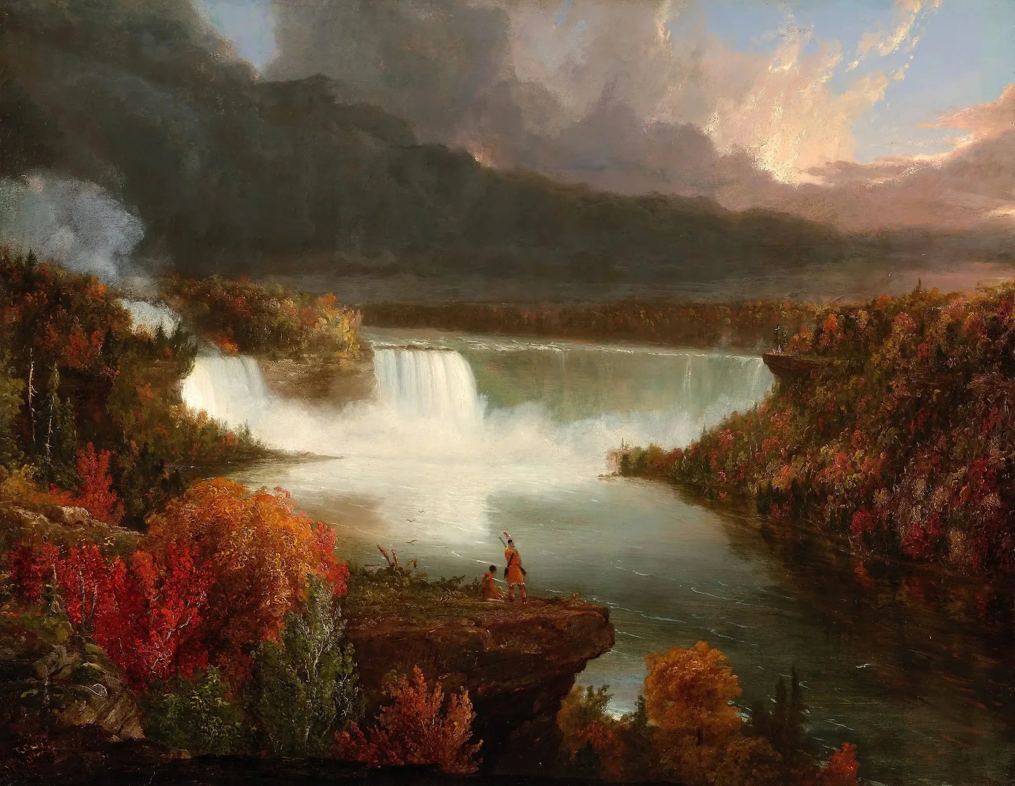 Vue lointaine des chutes du Niagara - Thomas Cole image 1 reproduction artisanale de tableau