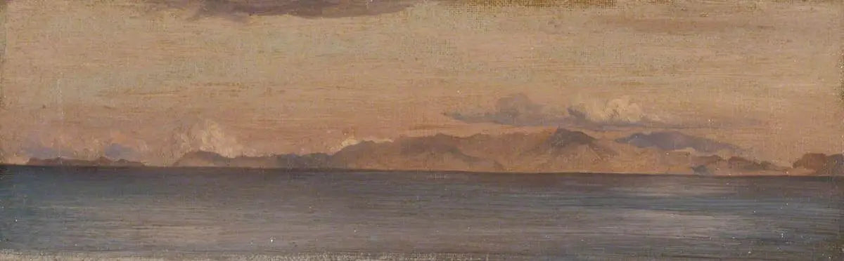 Vue lointaine des montagnes de la mer Égée - Frederic Leighton image 1 reproduction artisanale de tableau