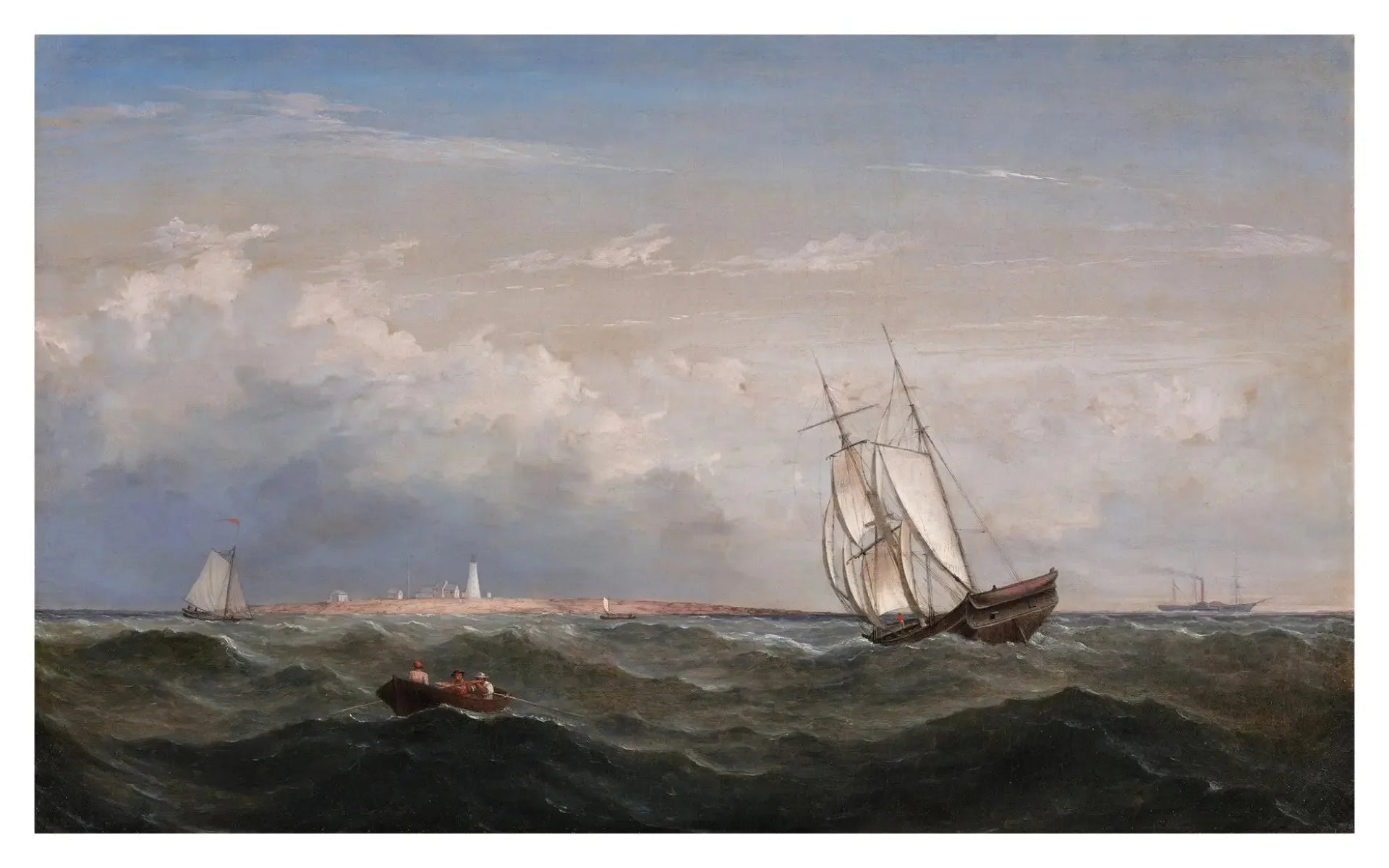 Vue nord-ouest des rochers du mont Désert - Fitz Henry Lane image 1 reproduction de peinture à l’huile