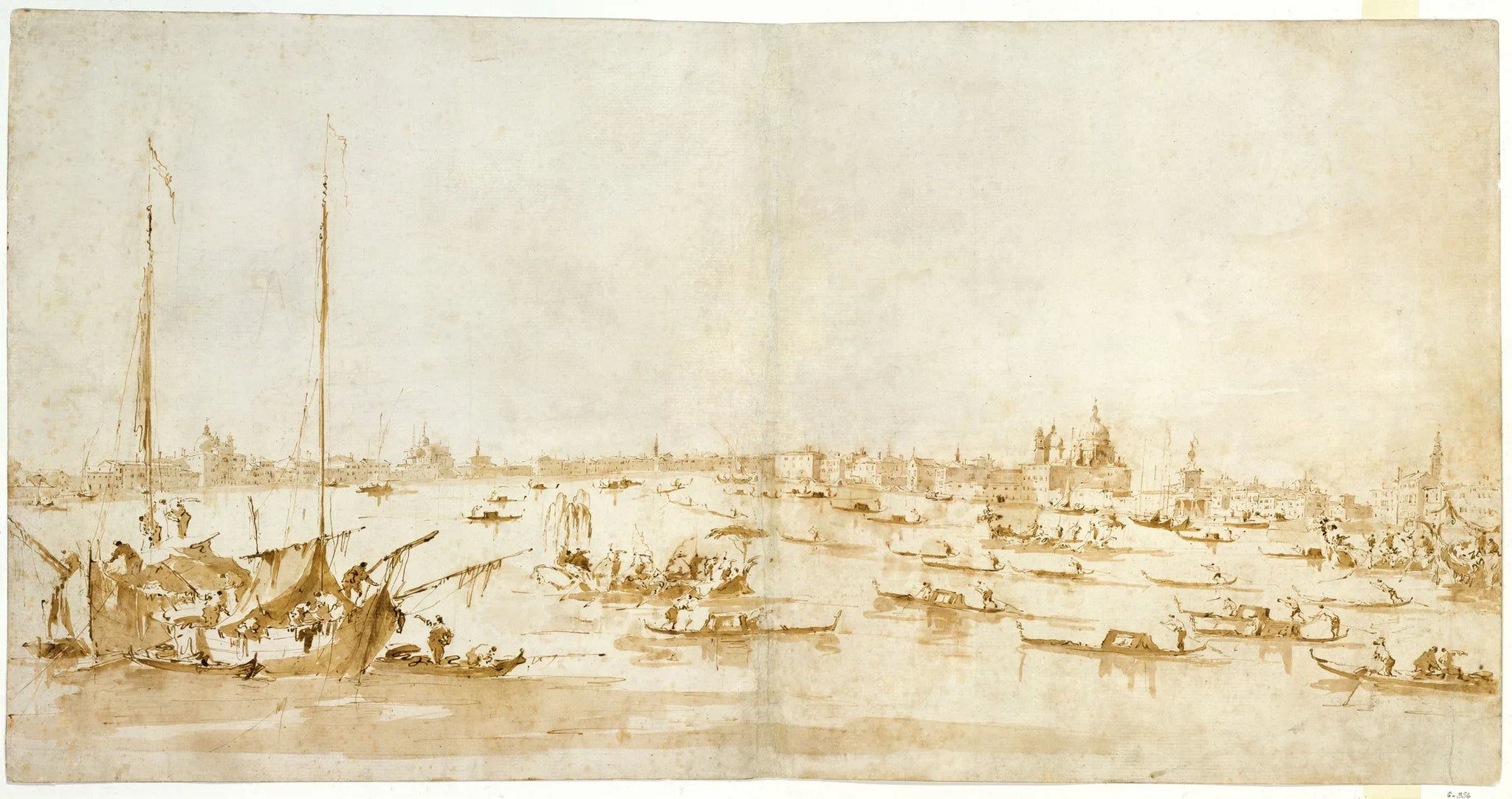 Vue panoramique du Bacino di San Marco, regardant le canal de la Giudecca - Francesco Guardi image 1 reproduction artisanale de tableau