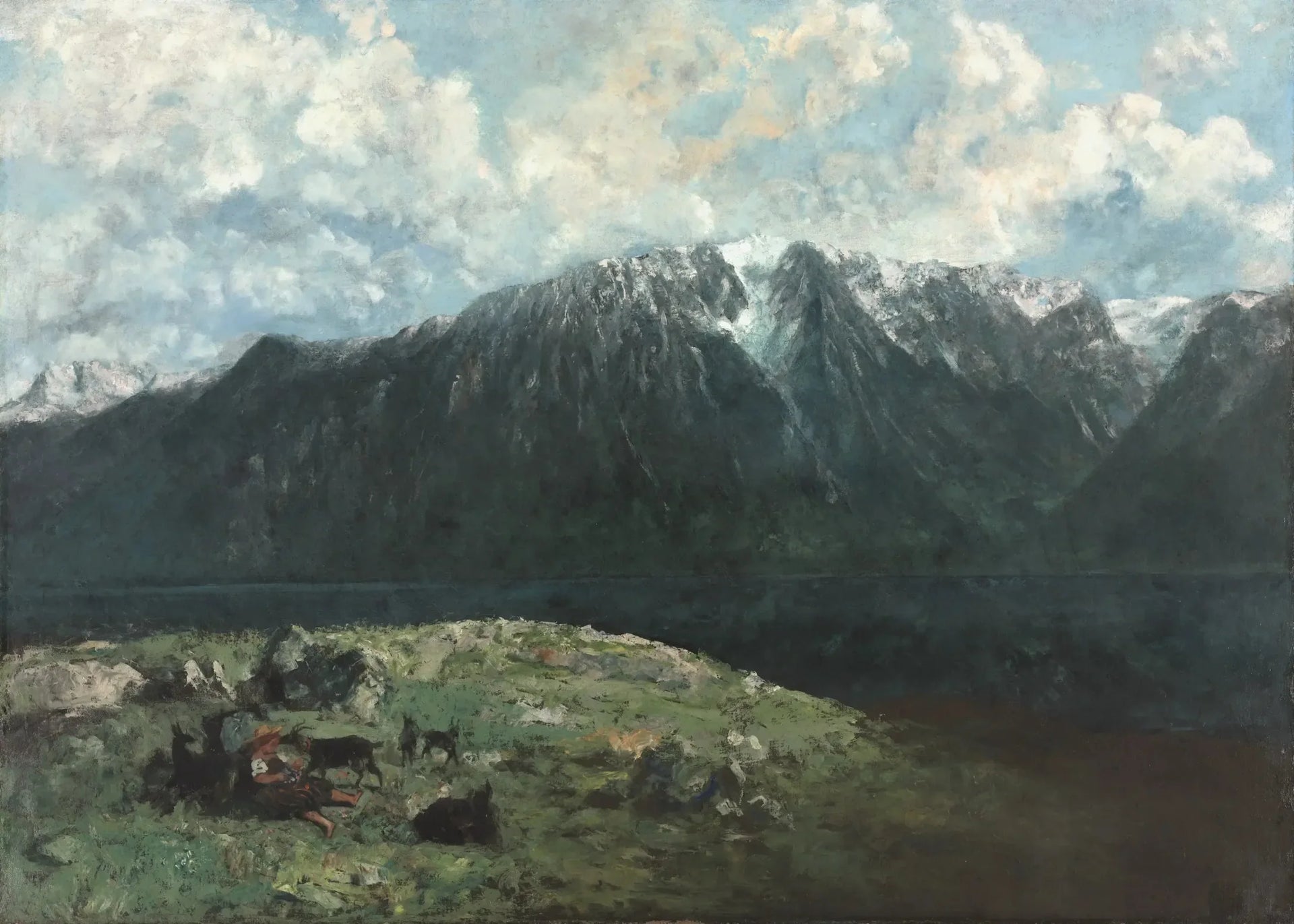 Vue panoramique sur les Alpes, Les Dents du Midi - Gustave Courbet image 1 copie de tableau peinte à la main