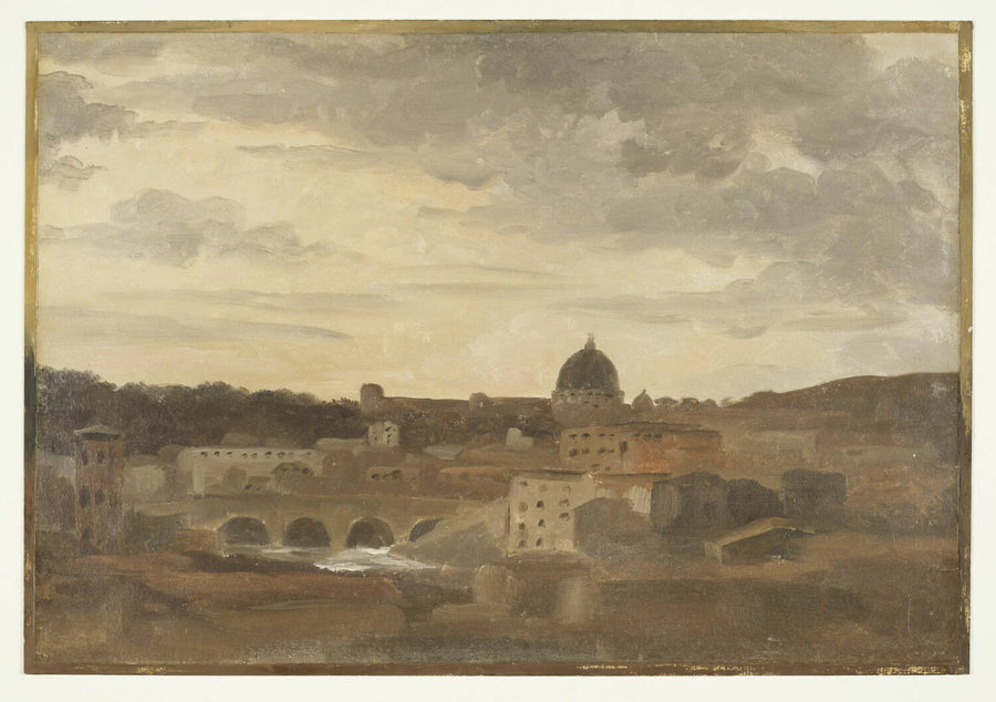 Vue de Rome par temps d'orage, dit aussi : Vue de Rome le soir, et : Rome-orage chaud - Pierre de Valenciennes