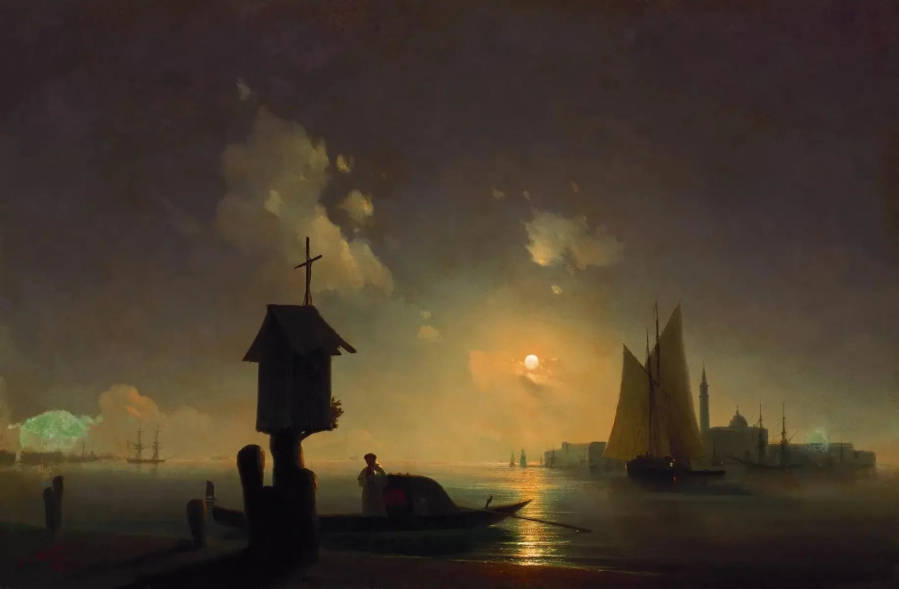 Vue sur la mer depuis la chapelle sur le rivage - Ivan Aïvazovski image 1 copie peinte à la main à l’huile