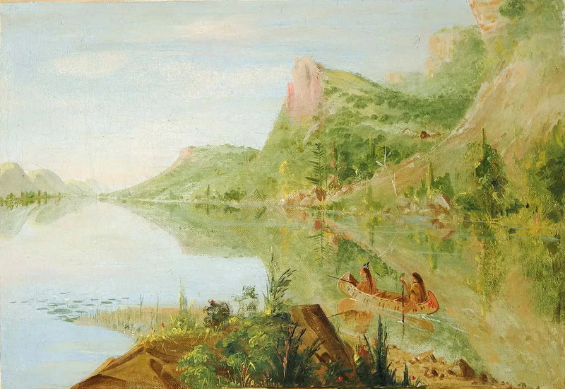 Vue sur la rivière Wisconsin, Winnebago Shooting Ducks - George Catlin