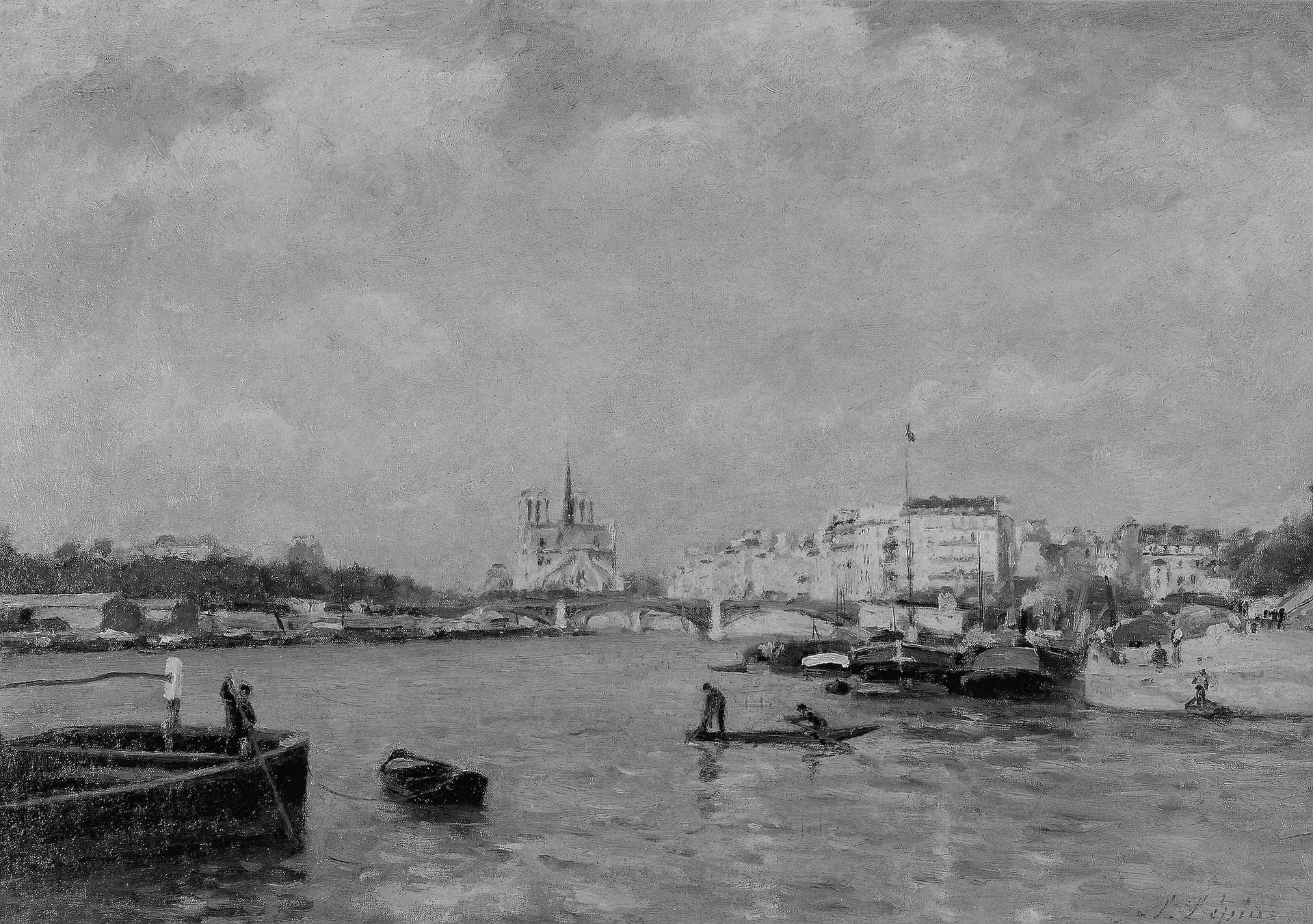 Vue sur la Seine, Paris - Stanislas Lépine image 1 reproduction de peinture à l’huile