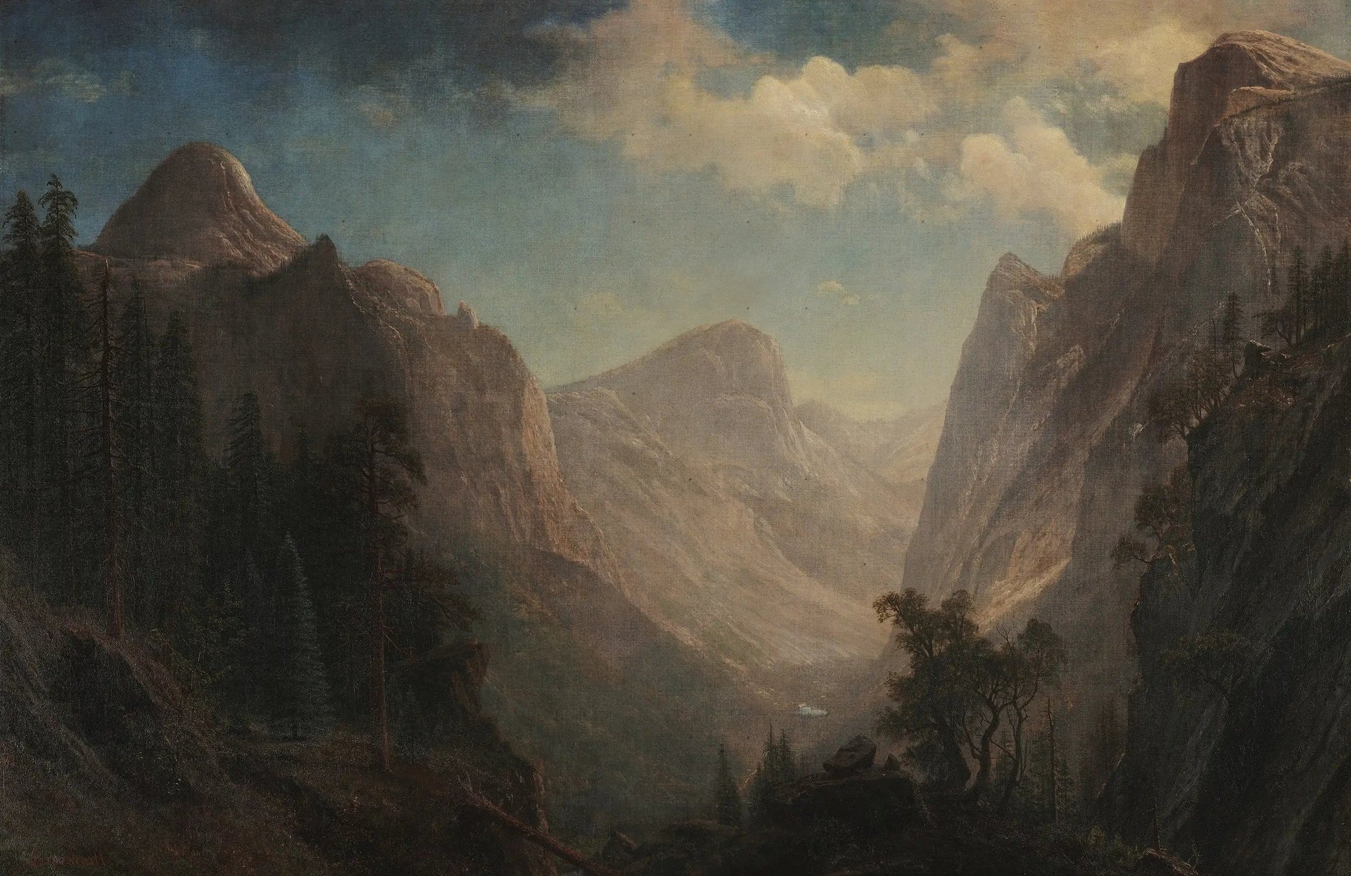 Vue sur la vallée de Yosemite - Albert Bierstadt image 1 reproduction artisanale de tableau