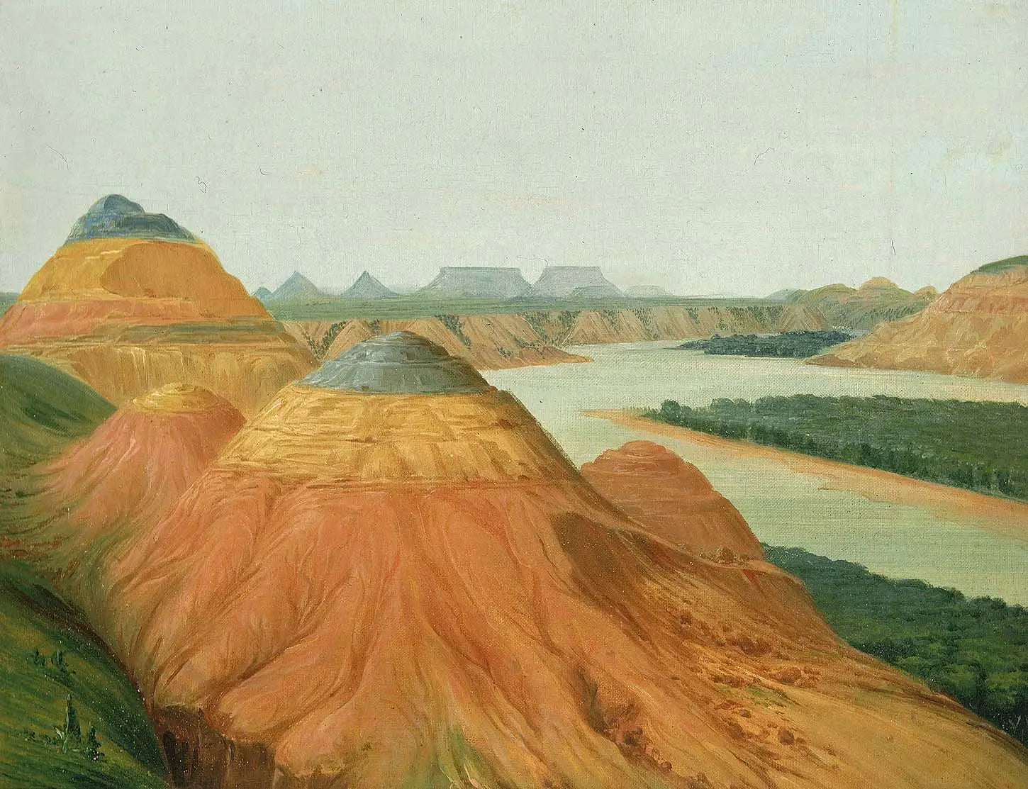 Vue sur le Big Bend du Haut Missouri - George Catlin image 1 tableau peint à l’huile sur toile