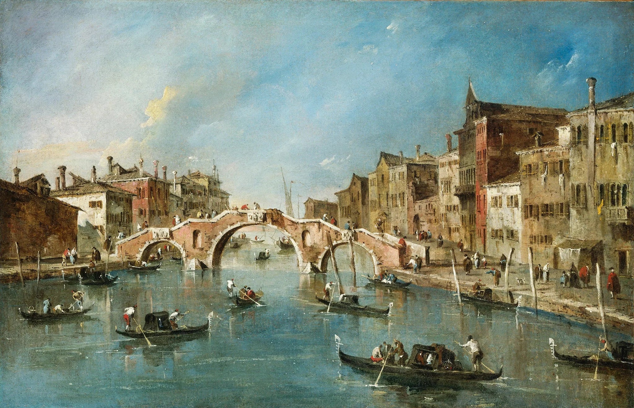 Vue sur le canal de Cannaregio, Venise - Francesco Guardi image 1 reproduction de peinture à l’huile