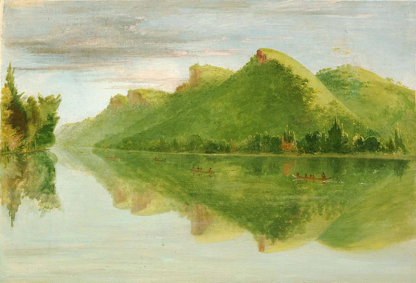 Vue sur le Haut-Mississippi, magnifiques prairies - George Catlin image 1 reproduction de peinture à l’huile