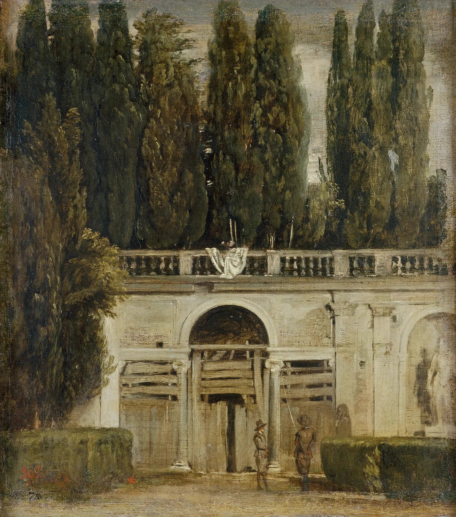 Vue sur le jardin de la villa Médicis à Rome - Diego Velázquez image 1 reproduction artisanale de tableau