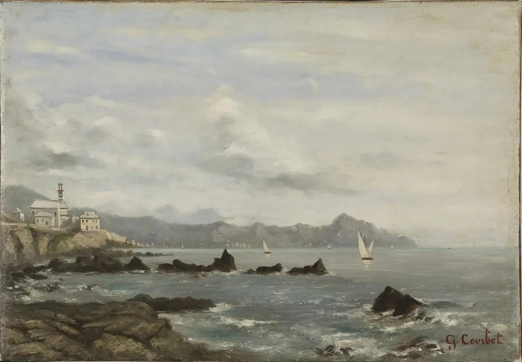 Vue sur le lac Léman - Gustave Courbet image 1 tableau peint à l’huile sur toile