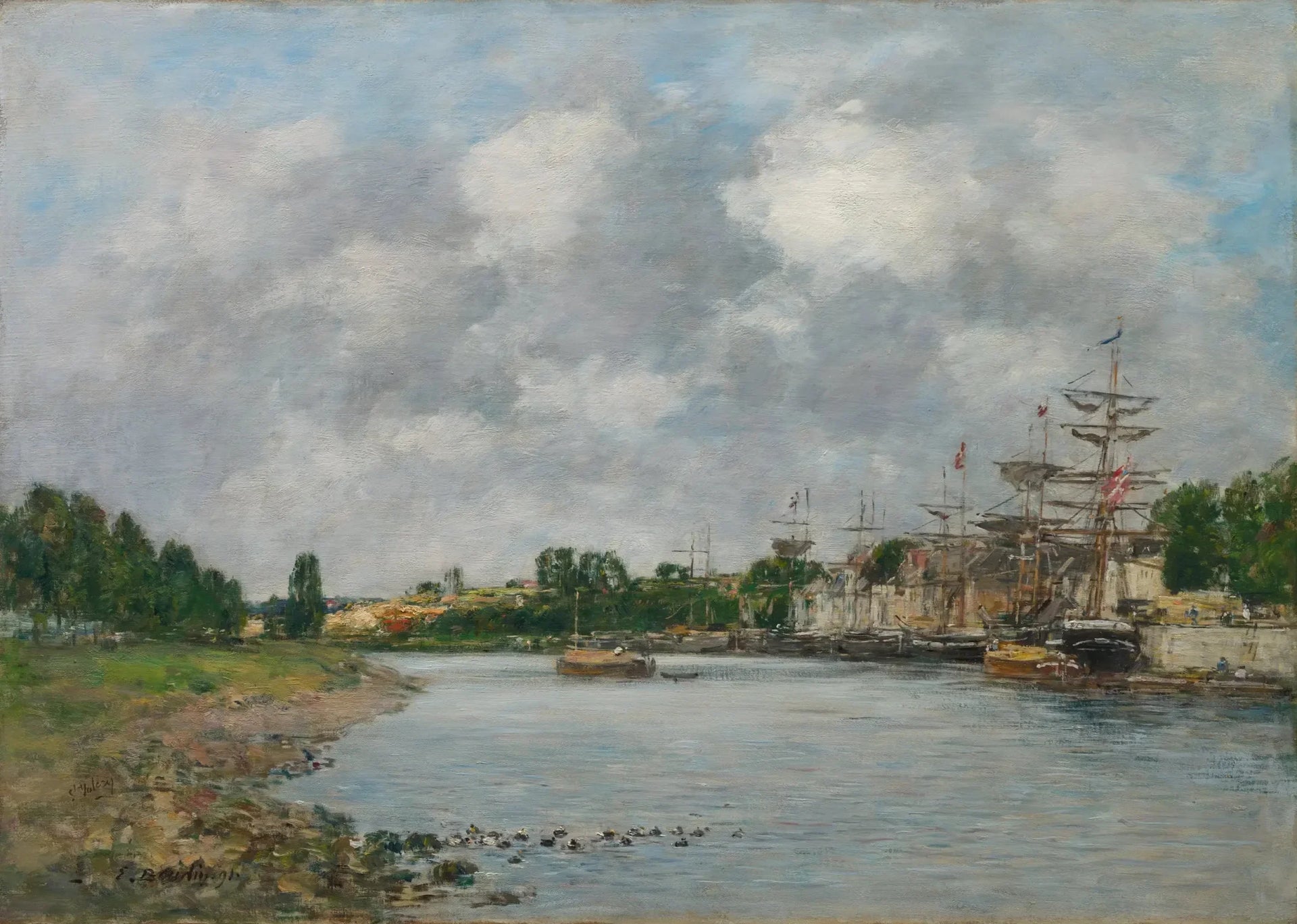 Vue sur le port de Saint-Valéry-sur-Somme - Eugène Boudin image 1 reproduction de peinture à l’huile