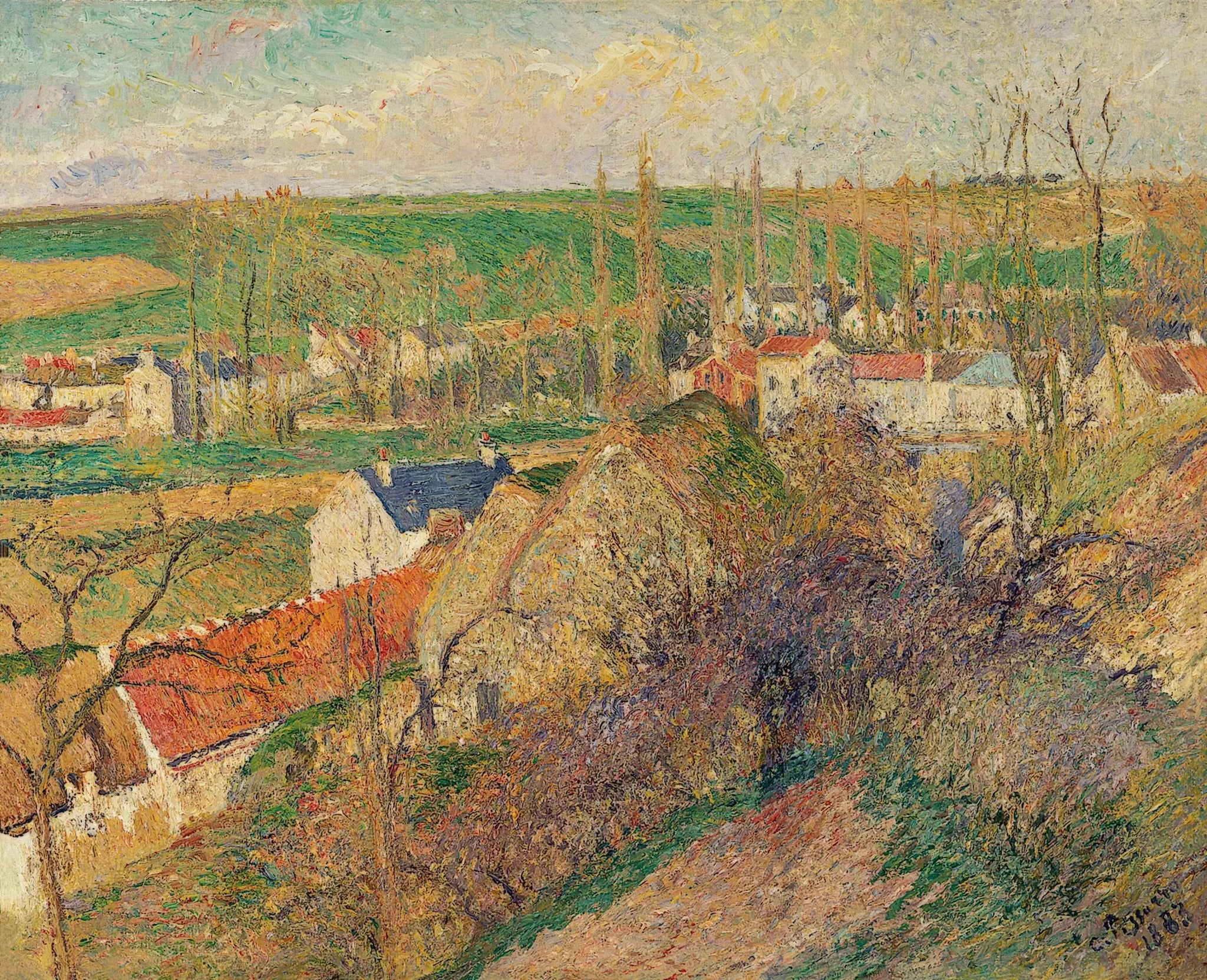 Vue sur le village d'Osny - Camille Pissarro image 1 reproduction réalisée par Alpha Reproduction