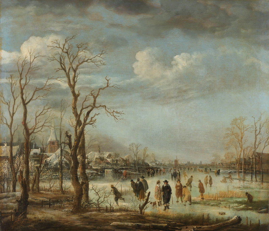 Vue sur la rivière en hiver - Aernout van der Neer
