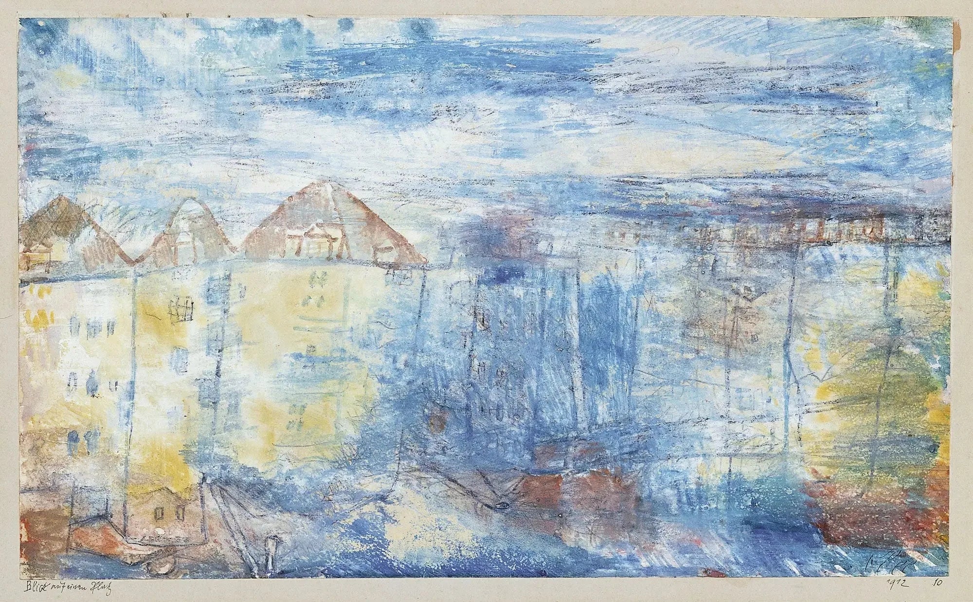 Vue sur une place - Paul Klee image 1 reproduction artisanale de tableau