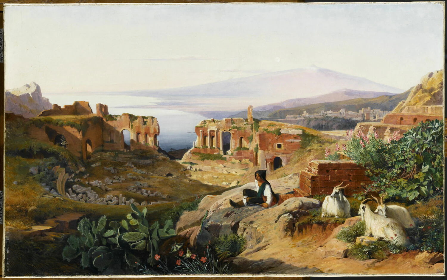 Vue de Taormine en Sicile avec l'Etna dans le lointain - Edward Lear