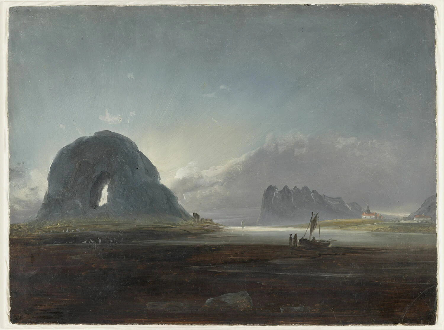 Vue de Torghatten et de l'église de Brön Öe, actuelle Brönnöy (esquisse) - Peder Balke