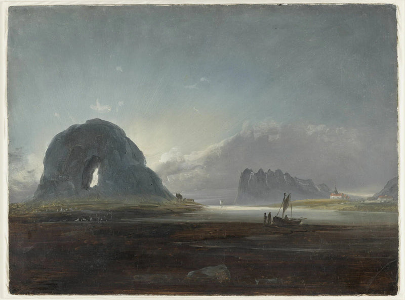 Vue de Torghatten et de l'église de Brön Öe, actuelle Brönnöy (esquisse) - Peder Balke