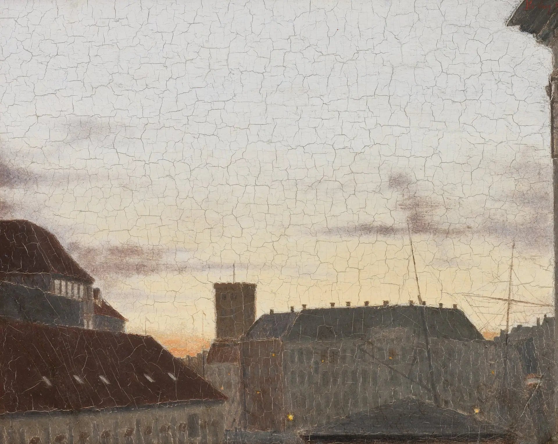 Vue vers Gammelholm, avec la tour de l'église Saint-Nicolas en arrière-plan. Soirée d'été ensoleillée à Copenhague. - Peder Severin Krøyer image 1 copie peinte à la main à l’huile
