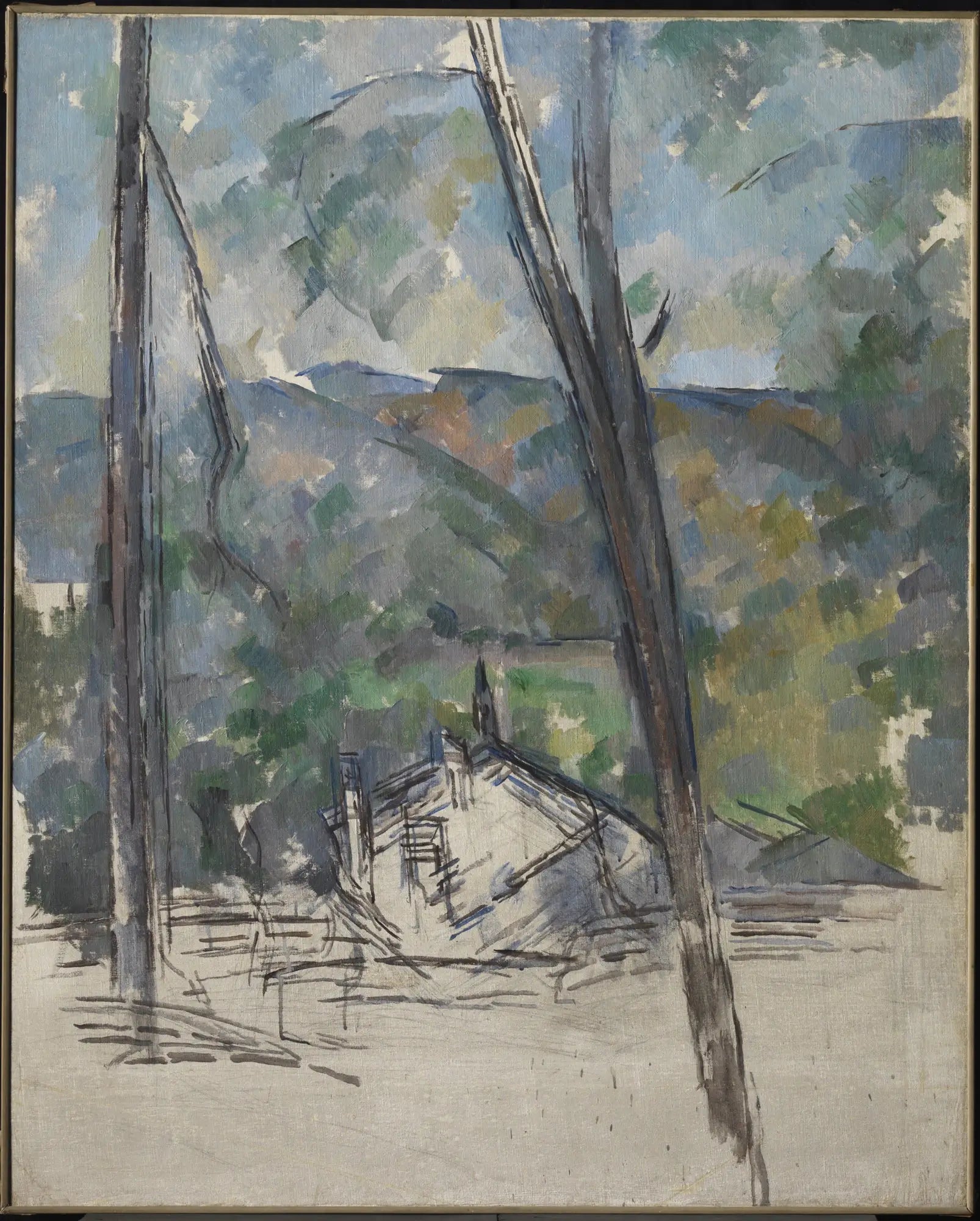 Vue vers la route du Tholonet près du Château Noir - Paul Cézanne image 1 reproduction d’œuvre d’art à l’huile