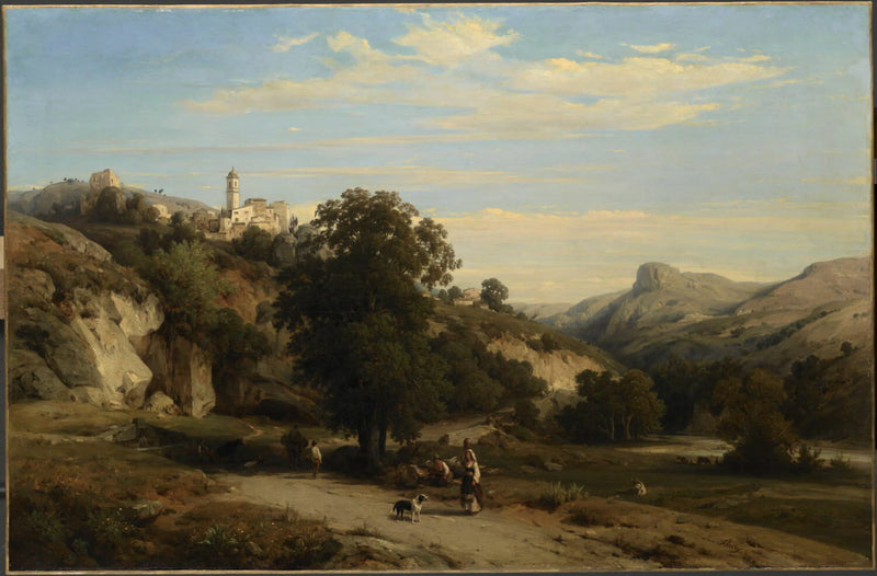 Vue du village de Cagnes, près d'Antibes (Var) - François Antoine Léon Fleury