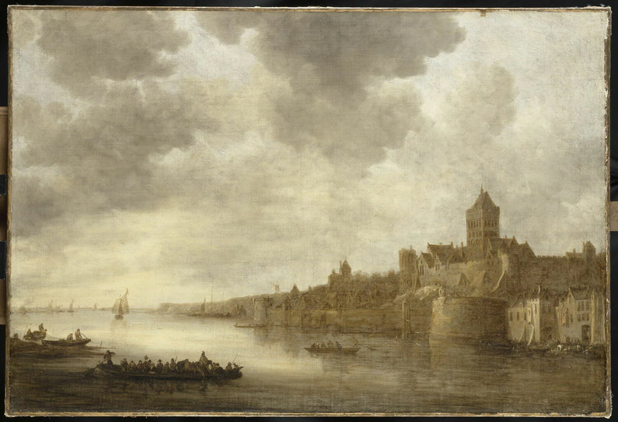 Vue de la ville néerlandaise de Nimègue avec le château du Valkhof dominant la rivière Waal - Jan van Goyen